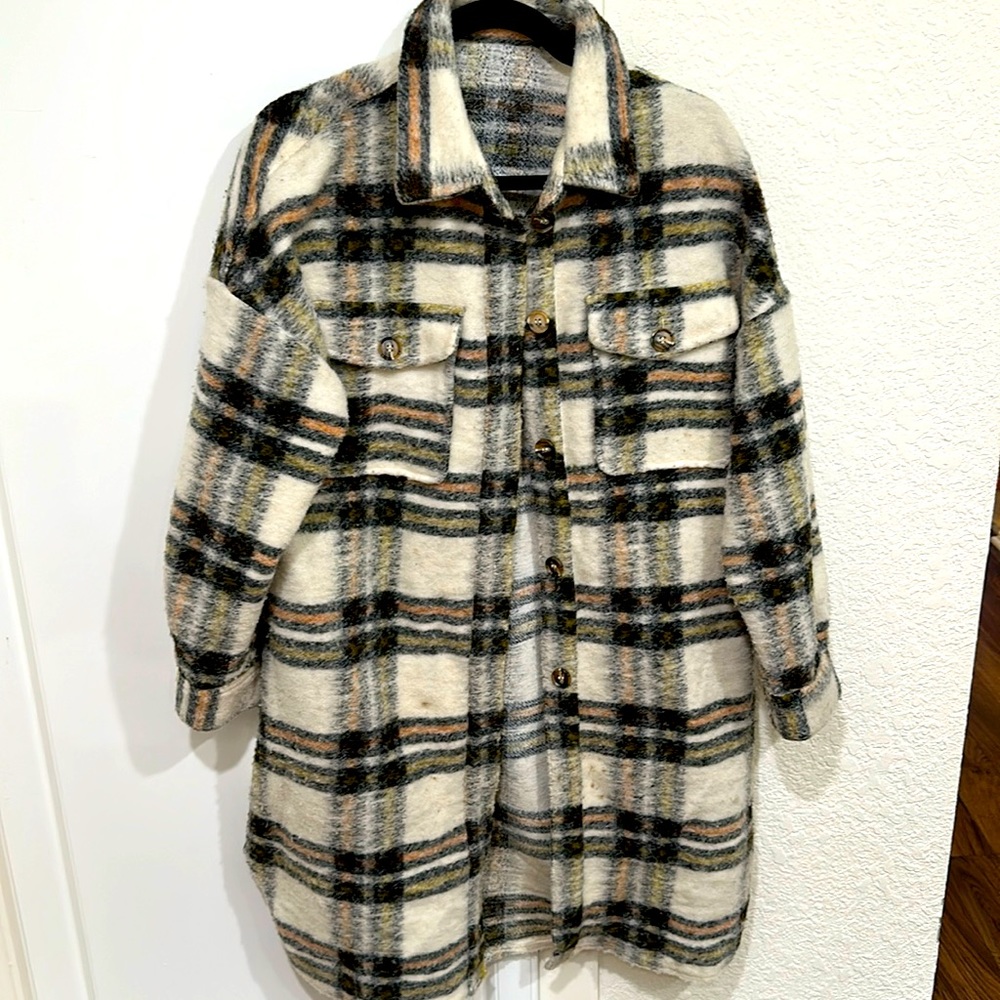 Long Button Down Flannel Shacket - image 1